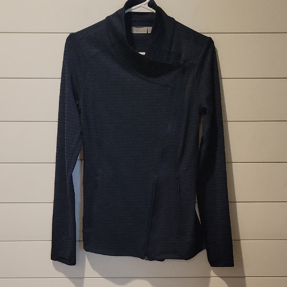 ATHLETA ASYMMETRICAL FULL ZIP JACKET  XXS BLUE/BLACK